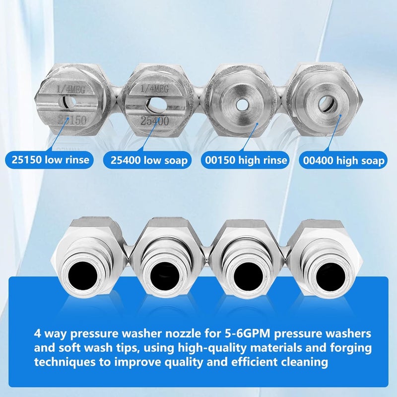 phabcf 4 Way Rod Nozzle suitable for 6 GPM Rod Pressure Washer Nozzle - Image 3